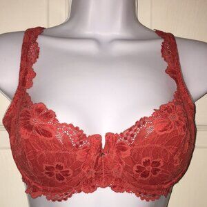 Victoria’s Secret Red Floral Lace Bra Size 34C